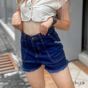 DISYAK - Hotpants Jeans Celana Pendek Wanita Non Stretch Pocket