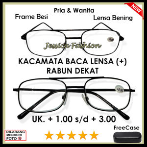 FREE CASE - Kacamata Rabun Jarak Dekat Model Aviator Gaya Vintage Retro Korea Style - Frame Full Besi Lensa Bening - Tersedia Ukuran Ada +1.00 sampai +3.00 - Model Terbaru Kekinian