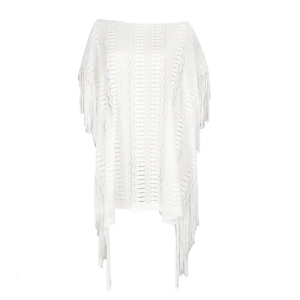 Women Beach Cover Up Hollow Out Swimsuit Cover Up Solid Color Bathing Suit Cover Up Loose Tassels Beach Dress