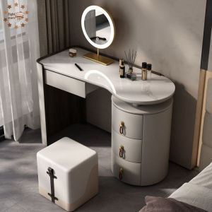 Dressing table luxurious stone rock board solid wood storage integrated small-sized dressing table
