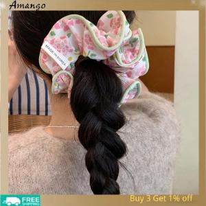 Amango Korean Fashion Floral Scrunchies Women Girls Elastic Hair Rubber Band Accessories Tie Hair Ring Rope Headdress Headwear