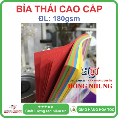 [CAO CẤP] Xấp 100 tờ Bìa Thái Đủ Màu cao cấp A4 đậm màu Bìa Cứng A4 định lượng 180 gsm