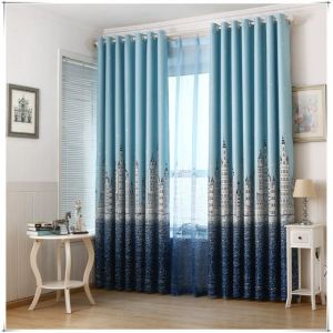 พร้อมส่ง ผ้าม่านประตู ม่านสําเร็จรูป ผ้าม่านกั้นห้อง รูปปราสาท