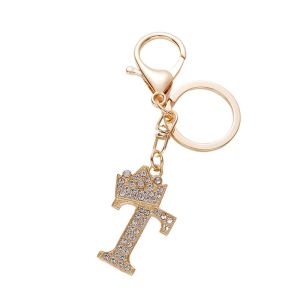 FUNG Cute 1PC Glitter Gradient Car Accessories Christmas Gift Rhinestone Bag Ornaments Handbag Charms Car Keyring Letter Crown Key Chain English Alphabet Keyring 26 Letter Keychain 26 Alphabet Key Ring