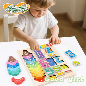 Aoduoyaya Wooden Educational Digital Blocks Creative Puzzles Stacking Toys Recognizing Color Numbers Montessori Gift