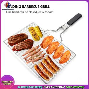 Vodool BBQ Grilling Basket Anti-Corrosion Fish Grill Basket with Detachable Handle 8.6*12.6 Inch for Fish Vegetables Steak Shrimp Chops