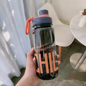 NOER Dung tích lớn 06L/08L/1L Chai nước Chống rò rỉ Nhựa Ấm đun nước du lịch Di động Có dây đeo tay cầm Bình uống nước tập thể hình Thể thao ngoài trời
