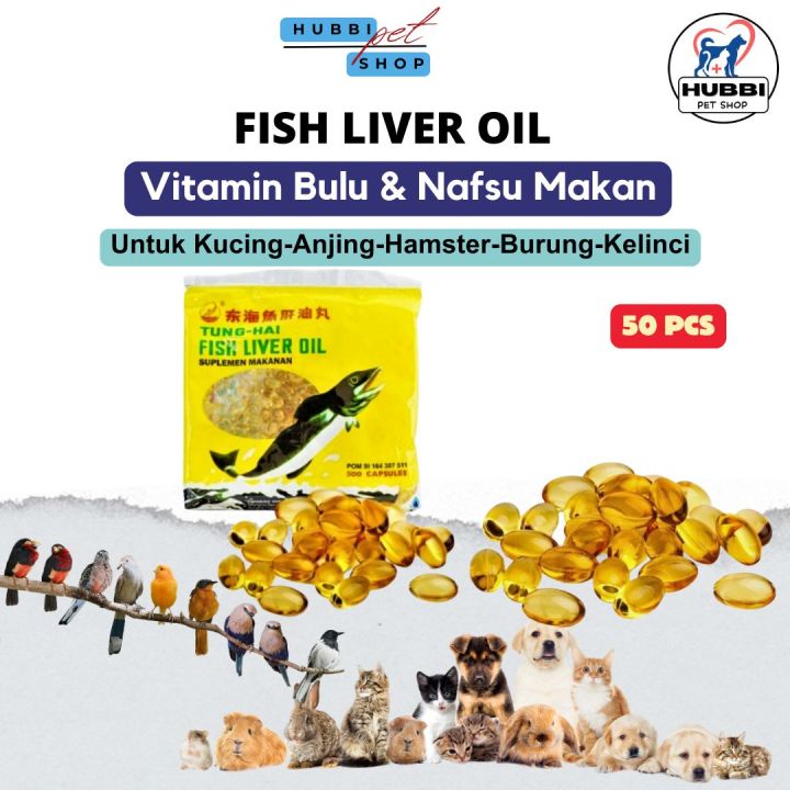 Minyak Ikan 50 butir Fish Oil Vitamin Kucing Anjing Kelinci Hamster Burung Hewan Peliharaan