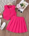 janine Best Seller Casual Sleeveless Vest  and Pleated Skirt  for Girl  Teen-ager Tween Set Terno. 