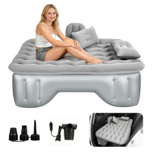 Inflatable Car Mattress For Back Seat & Trunk - Thickened Camping Bed With Electric Pump & 2 Pillows Perfect For Road Trips & SUV Travel