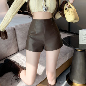 PM✿ High waisted PU leather Short Pants Women Tight Elastic Korean A-line Short Pants