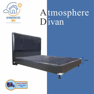 Dipan Tempat Tidur Divan Kasur Foundation & Headboard By Atmosphere - Motif Profil Pita