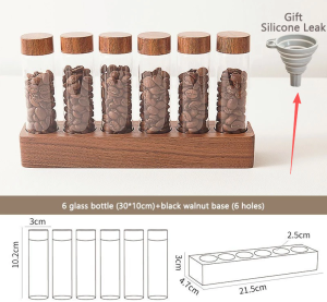 Mini glass bottle sealed coffee powder container for easy portability and storage. Food-grade glass with wooden lid.