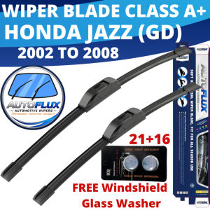 AutoFlux Wiper Blade Class A+ Honda Jazz (GD) 2002 to 2008 FREE Windshield Glass Washer 21+16
