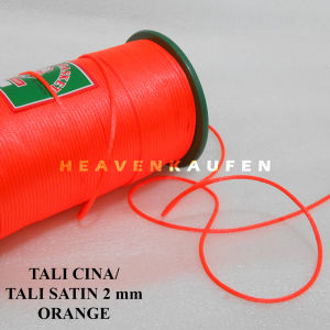 Tali Satin Cina / Tali Cina Diameter 2 mm Warna Orange Oranye Harga Per 10 Meter