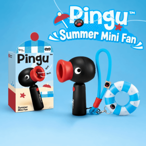 ADREE Three Adjustable Fan Speeds Pingu Handheld Cooling Fan with Lanyard USB Charging Pocket Fan Mini Strong Wind Penguin Summer Mini Fan Outdoor/Home/Office