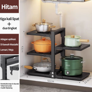 Rak Pot Rak Panci Susun Rak Dapur Rak Pot Kabinet Rak Dapur Stainless Steel (2/3/4/5/7 Tingkat)