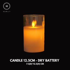 Homlly Glass LED Flickering Flameless Advent Fireplace Rechargeable Remote Battery Candle