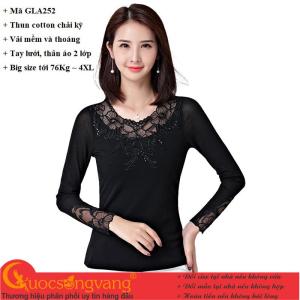 Cuocsongvang Áo kiểu nữ phối ren A252 thun mềm dài tay co giãn mạnh