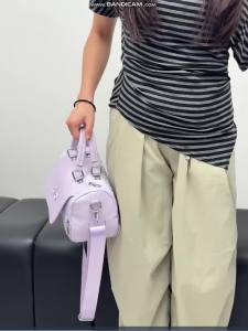 Splicing NylonBoston Bag Five Soft Contrast Tone Choices Wrinkle Resistant Fabric Small Cylinder Shape Casual Outdoor Travel Shoulder Bag alo bag