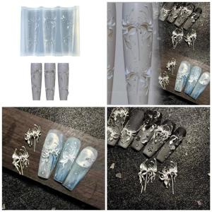 Thin Silicone Nail Art Mold Clear Flower Stamping Plate Nails Stencils DIY Manicure Mould Tools for Manicurists