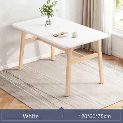 Solid Wood Dining Table Study Table Modern Meja Makan Set With 4/6 Chairs Kitchen Wood Home table Kitchen Dining Table Iron Legs 仿实木餐桌