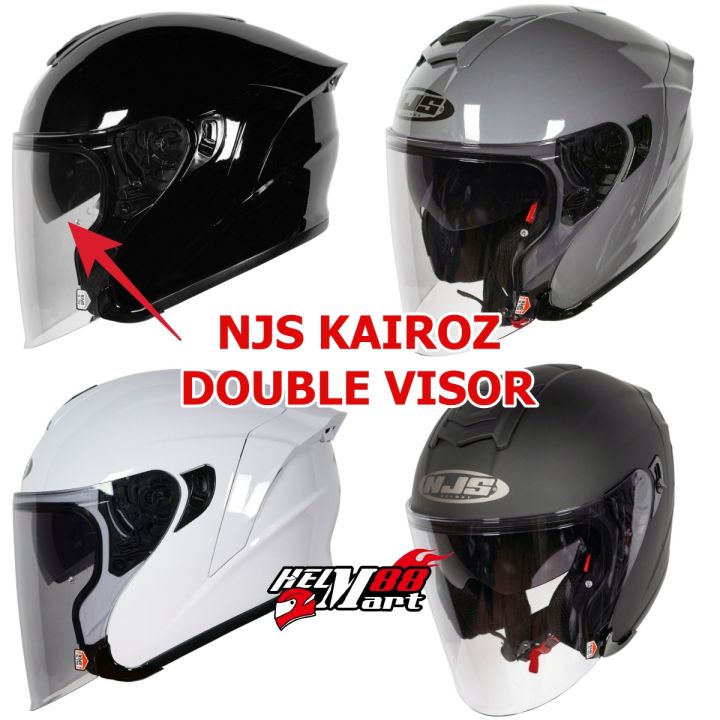 Helm NJS KAIROZ DV Double Visor Kacamata Solid NJS Half Face