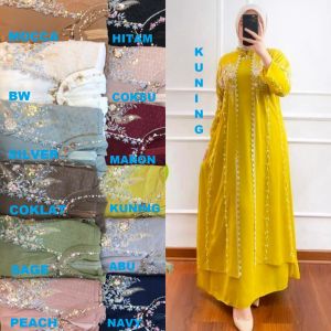 SLD Fashion - Kaftan Kinan Bahan Ceruty Baby Doll / Kaftan Payet Dan Bordir / Seragam Keluarga / Kaftan Premium / Baju Wanita Buat Pesta / kaftan Terbaru / Kaftan Model Terbaru / Bisa Bayar Ditempat
