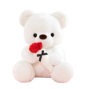 SBX346 Soft Rose Bear Plush Toy Cute Kawaii Stuffed Animal Doll Lover With Roses Rose Bear Plush Doll Valentines Day