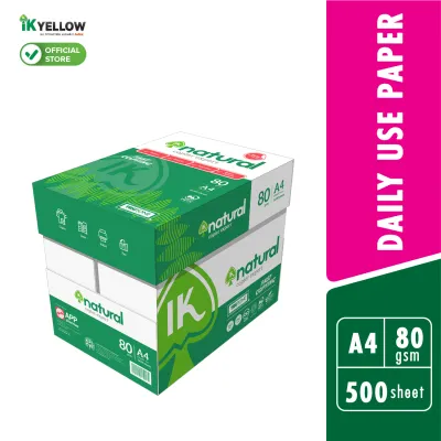 IK Natural 500s 80gsm A4 paper 1 Carton box (5 Reams) (500 sheets/ream)