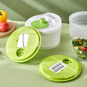 2 in 1 Salad Spinner Vegetable Dryer Large Capacity Handheld Vegetable Washer Dryer Drain Basket Anti-Slip Base Kitchen Essentials Kitchen Tool Set