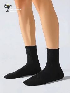 Men‘s Sports Cotton Socks 5 Pack Anti Slip Massage Bottom Training Ankle High Socks for Running Basketball Football Long White Breathable Towel Bottom Odor Control Non Binding Cuff