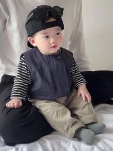 Baby Korean-style vest vintage pure cotton versatile spring vest for infants stylish outerwear for newborns