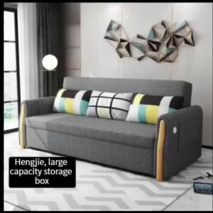*Fabric sofa bedmulti-functional foldable sofa small household solid wood 1.5 meters double 1.8 meters can be stored
