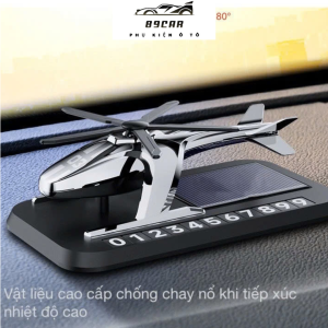 Nước hoa ô tô năng lượng mặt trời kèm bảng số điện thoại mô hình máy bay trực thăng cao cấp gắn taplo ô tô 2 trong 1