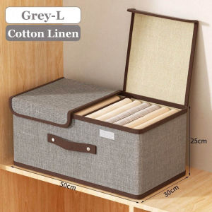 Cotton Linen Storage Box Foldable Clothes Organizer Double Cover Stackable Underwear Clothes Partition Storage 收納箱