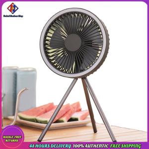 Vodool Portable Camping Fan with LED Light Tripod Desktop Portable Air Circulator W/ Timer Function for Outdoor Canopy Travel Fishing