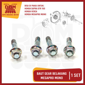 Baut Gear Belakang Mega Pro Mono Set Isi 4 (PSP) Baud Mur Gir Gear Belakang Honda Versa Supra GTR