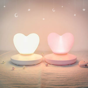 LED Touch Control Table Lamp USB Rechargeable girl Modeling lamp Energy saving Romantic Love Heart shape Decoration Night Light For Baby Girlfriend Gift