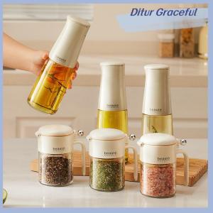 Ditur Sealed Seasoning Jar Moisture-proof Glass Seasoning Jar With Spoon Kitchen Salt Seasoning Box Seasoning Salt Shaker