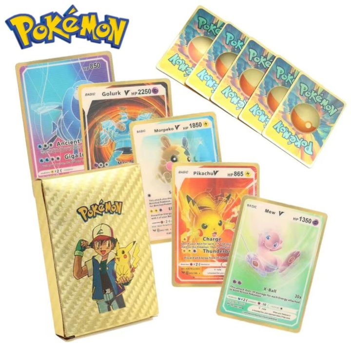 27-55PCS Pokemon Colorful 3D Gold Foil Card Charizard Pikachu Arceus ...