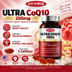 DYVIRE Ultra CoQ10 200mg with PQQ 60 Softgels USA Made Supports Heart Health Cellular Energy & Overall Wellbeing Dietary Supplement EXP 05/2028