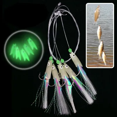 5 in 1 Luminous Sabiki Soft Fishing Lure Bait Fishing String Hook Fishing Tackle