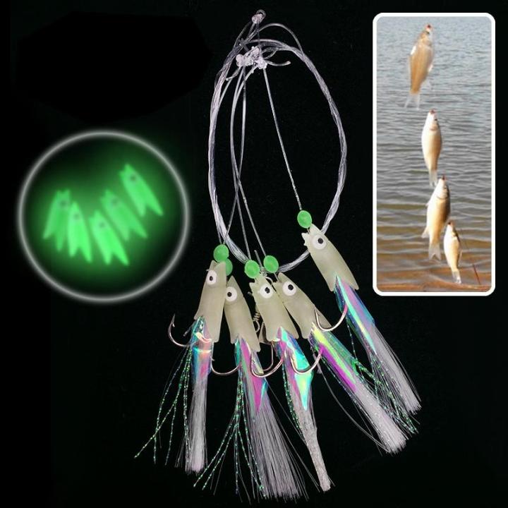 5 in 1 Luminous Sabiki Soft Fishing Lure Bait Fishing String Hook