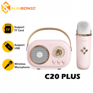 C20 Plus Karaoke Portable Wireless Bluetooth V5.0 Speaker support FM RadioTF Card with Wireless Microphone High Quality