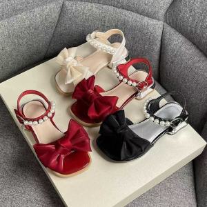 Kids Girls  Summer New Style Children Princess Bowknot  Girl Rhinestone High Heel Beach Sandals Shoes For Girl