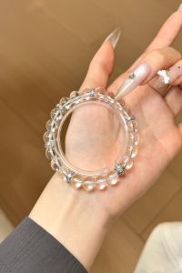 Natural Grade A White Crystal Bracelet - Simple Light Luxury Transparent Design Versatile Jewelry for Women White Crystal Beaded Strand. LXF