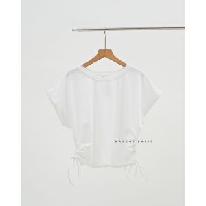 MASCOT Kaos Wanita Serut Samping Tangan Pendek (046) Atasan Crop Top Spandek Combed Korea Premium