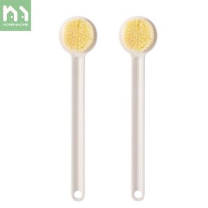 Homenhome tóc mềm tắm gia đình Bàn chải tắm dụng cụ cọ xát tay cầm dài