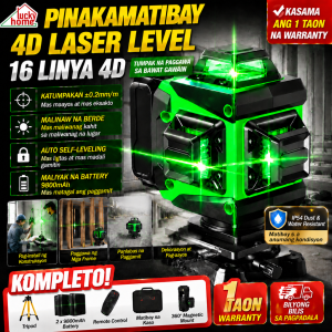 Lucky Home【Construction Grade】Laser Level 16 Line 4D Green 360° Rotary Cross Self‑Leveling Adjustable Tool Set